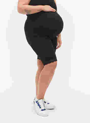Graviditets cykelshorts med blondekant, Black, Model image number 1