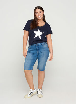 Kortærmet bomulds t-shirt med a-form, Night Sky STAR, Model image number 2