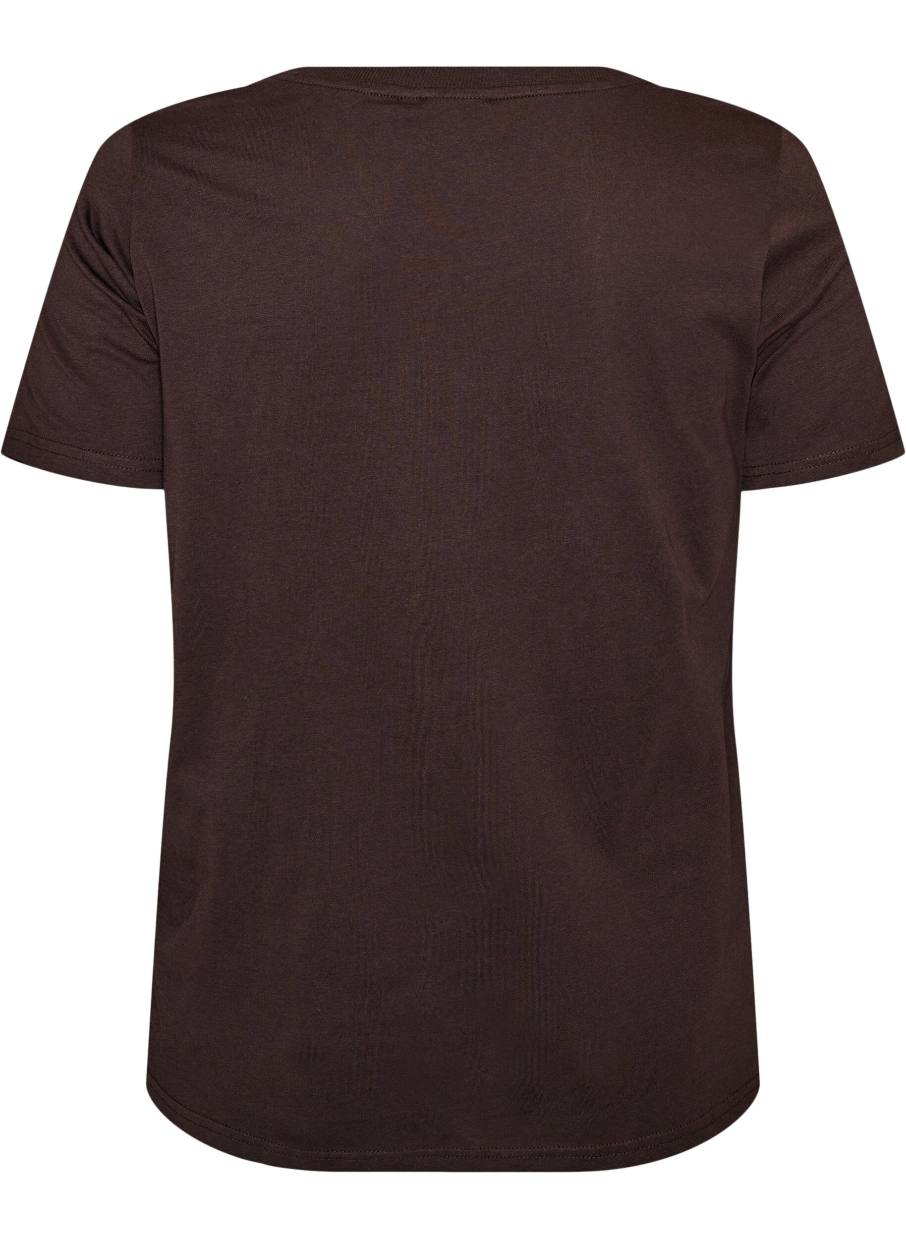ZizziT-shirt i bomuld med frontmotiv, Brun, Packshot image number 1