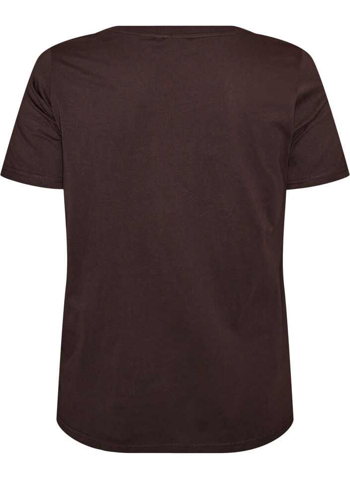 T-shirt i bomuld med frontmotiv, Brun, Packshot image number 1