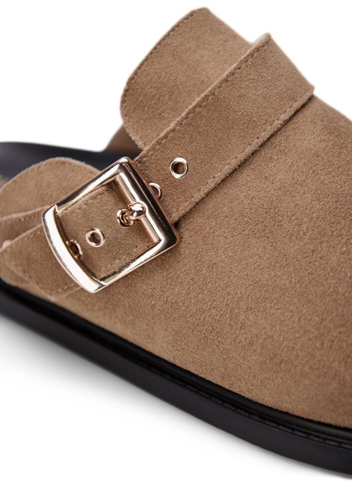 Wide fit clogs i ruskind, Woodsmoke, Packshot image number 3
