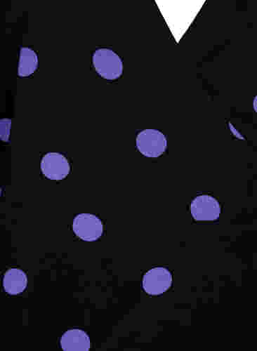 Prikket wrapbluse i viskose, Black w. Purple Dot, Packshot image number 2