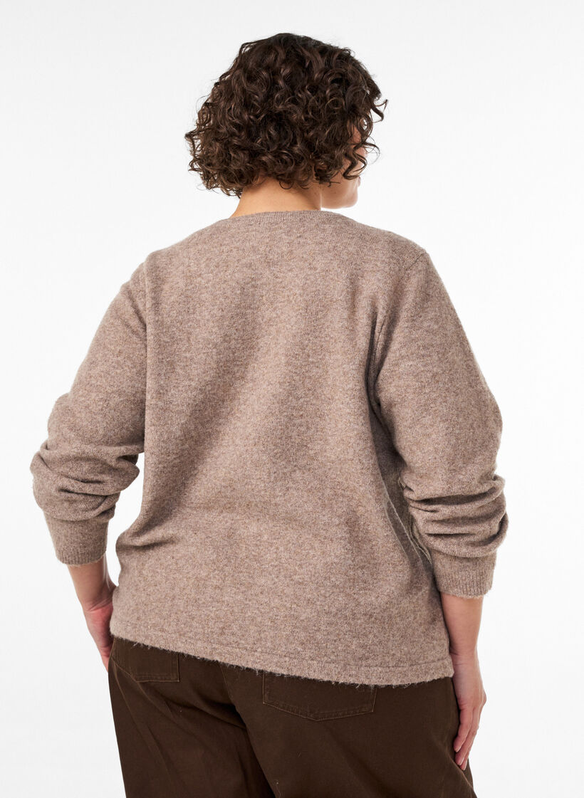 Cardigan med knudelukninger, Beige, Model image number 2