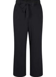 Løse bukser med høj talje og bindebånd, Sort