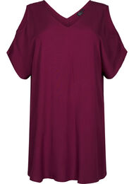 Strandkjole i viskose med skulderdetalje, Rød