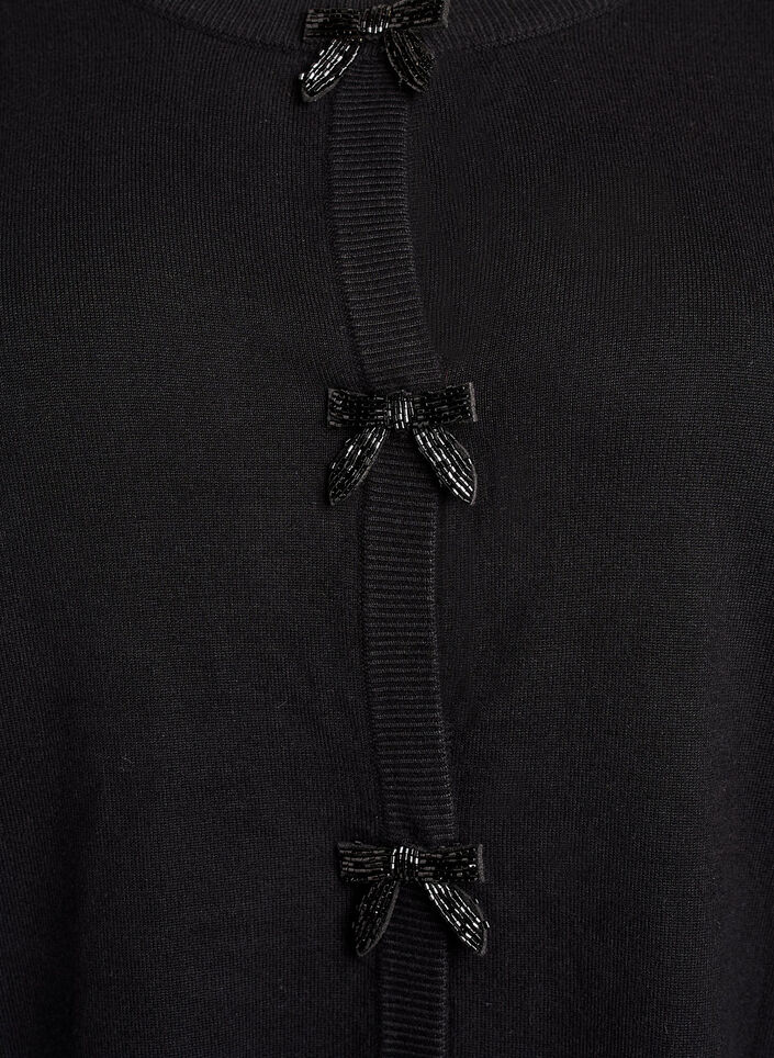 Cardigan med perlebroderede sl&oslash;jfer og trykknapper, Sort, Packshot image number 2