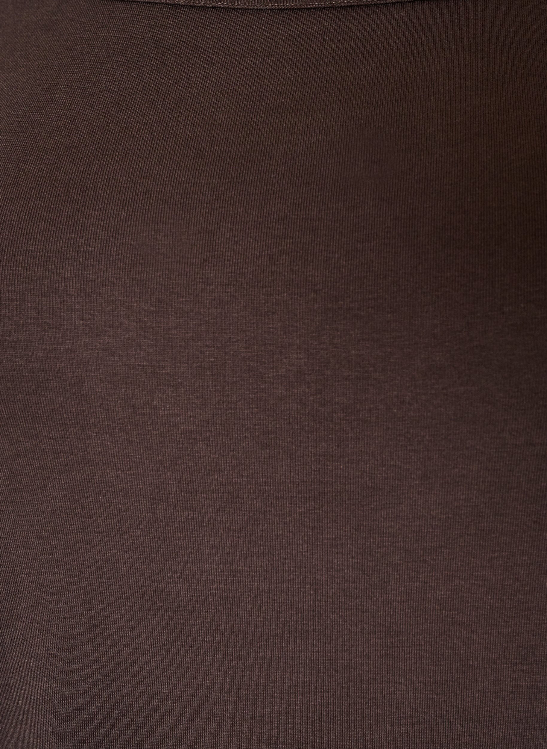 ZizziBasis T-shirt med b&aring;dudsk&aelig;ring og 3/4-&aelig;rmer, Brun, Packshot image number 2