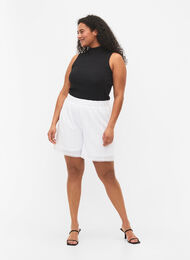 Shorts med strukturmønster, Bright White, Model