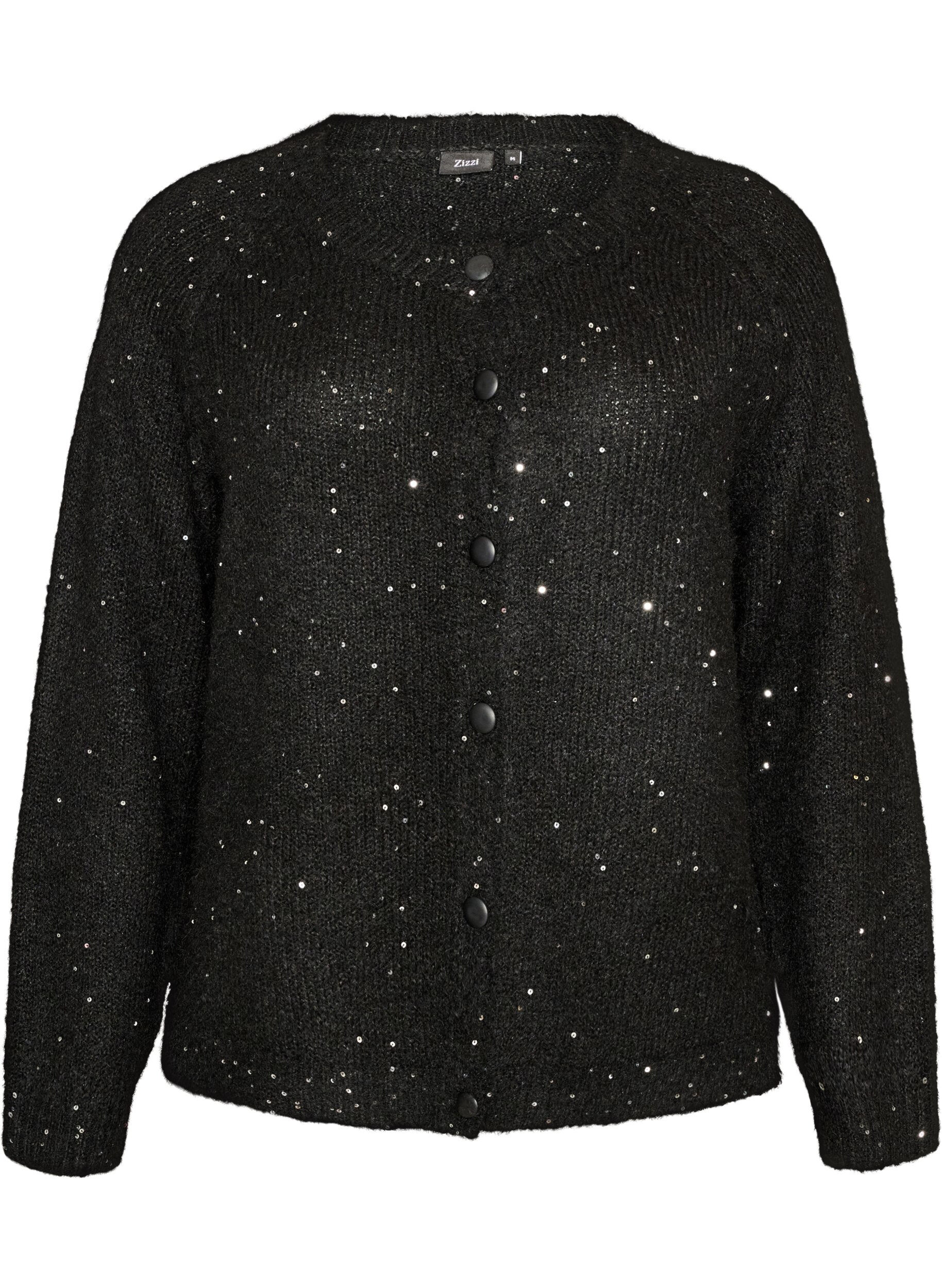 Cardigan med pailletter og knapper