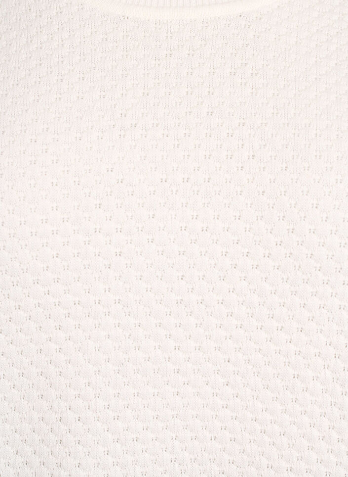 Strikbluse i bomuld med strukturmønster, Vanilla, Packshot image number 2