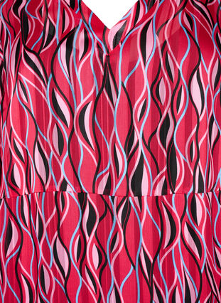 Langærmet midikjole med print, Fuchsia Pink AOP, Packshot image number 2