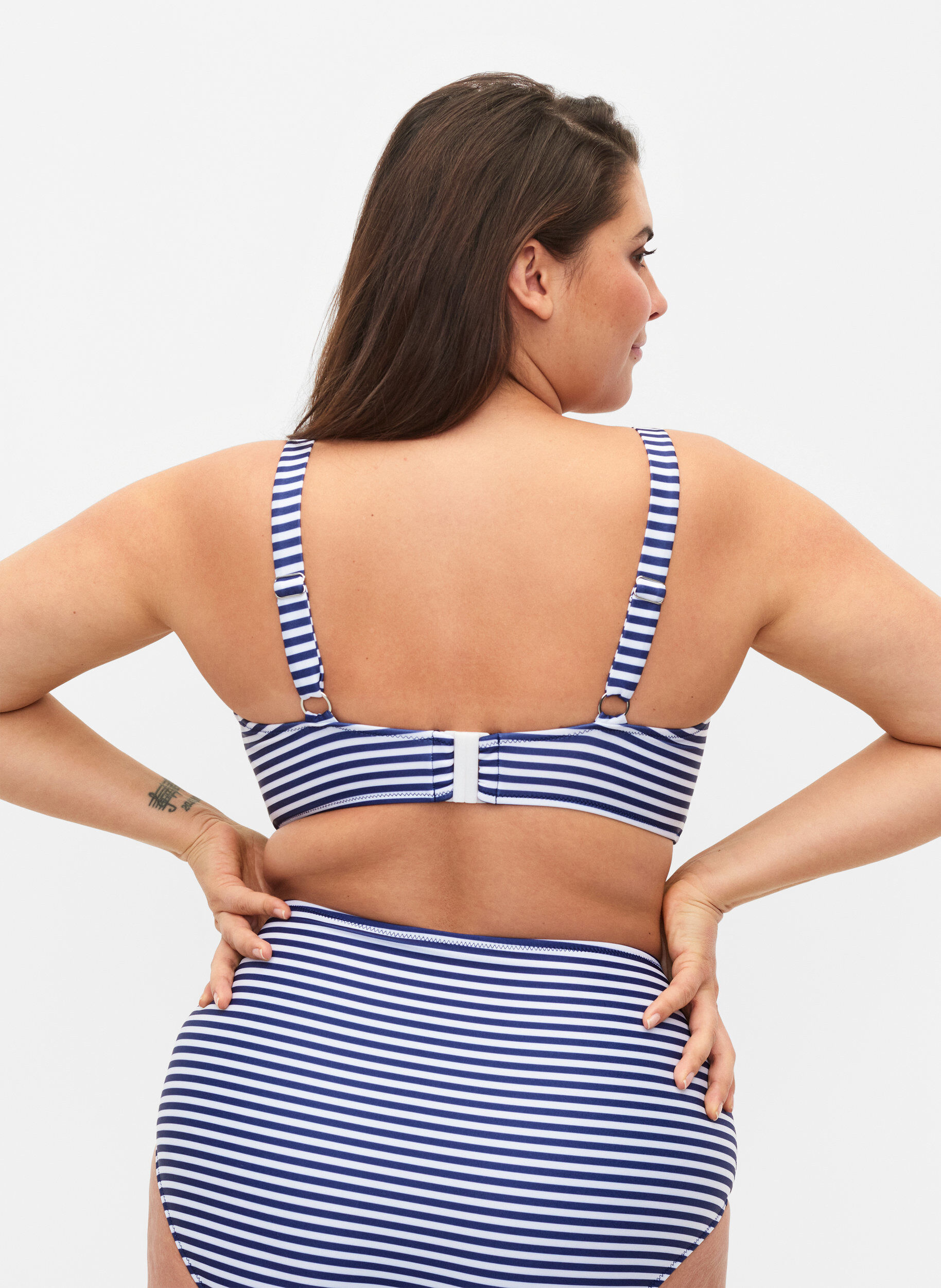 Zizzi Printet bikini bh med b&oslash;jle, Blue Striped, Model image number 1