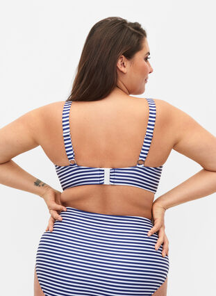 Printet bikini bh med bøjle, Blue Striped, Model image number 1