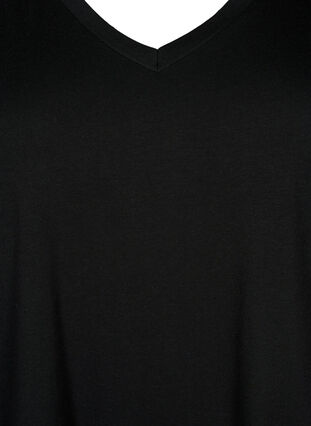 Ensfarvet oversize t-shirt med v-hals, Black, Packshot image number 2
