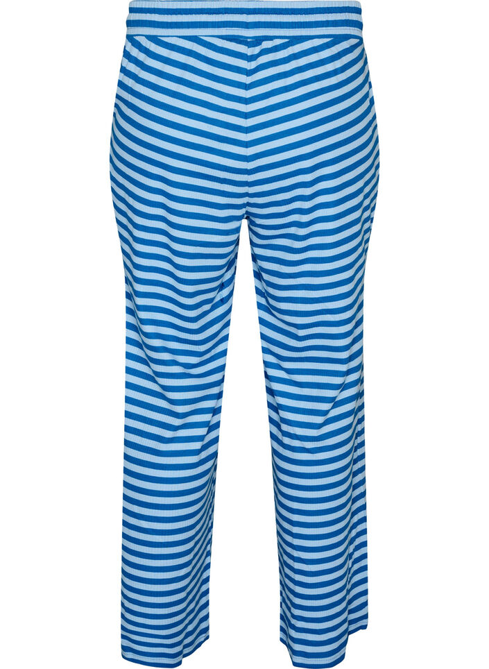 Stribede natbukser med h&oslash;j talje og brede ben, Bl&aring;, Packshot image number 1