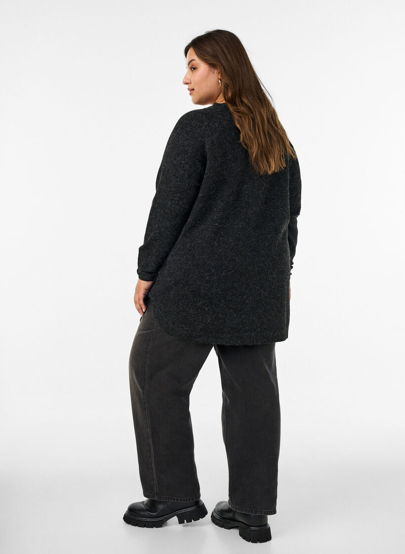 Lang strikbluse med kugleknapper, Gr&aring;, Model image number 2