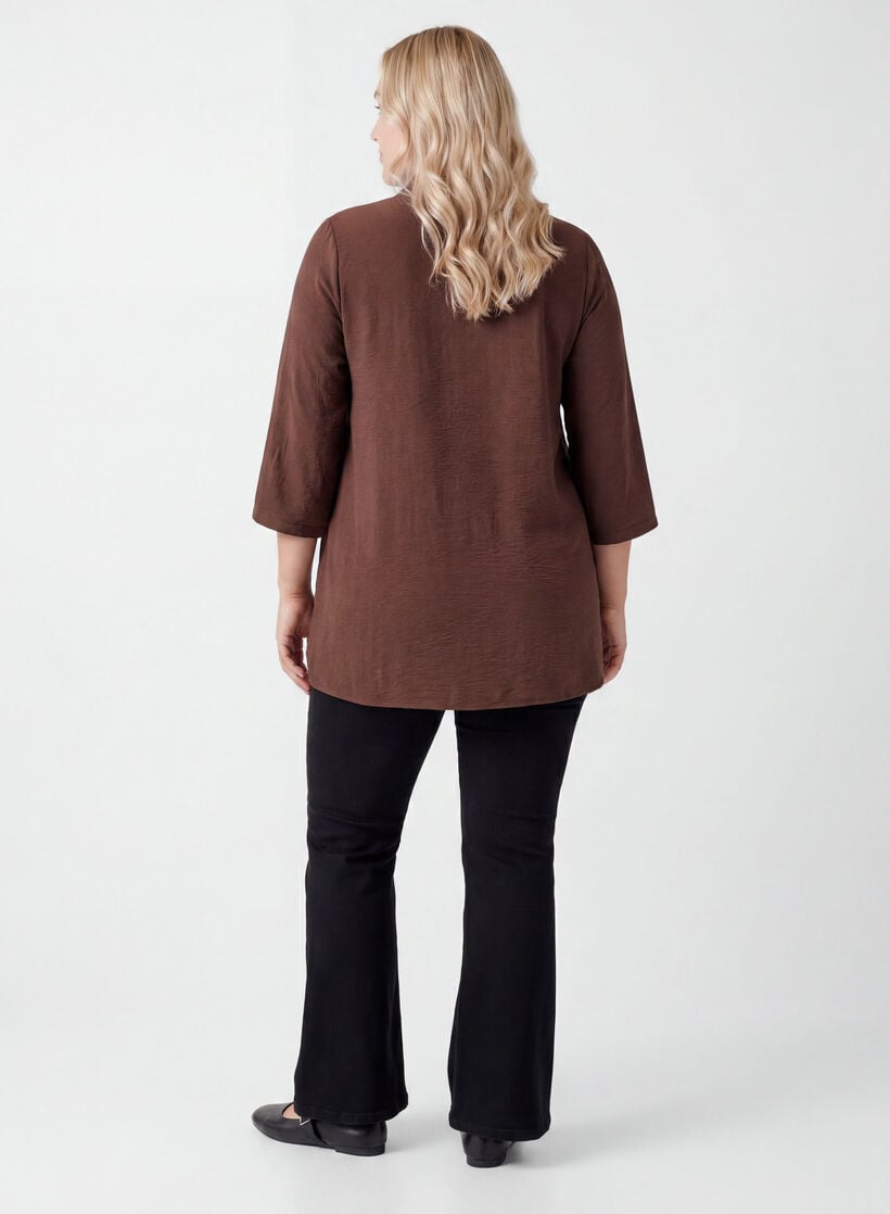 Tunika med 3/4 &aelig;rmer, Brun, Model image number 2