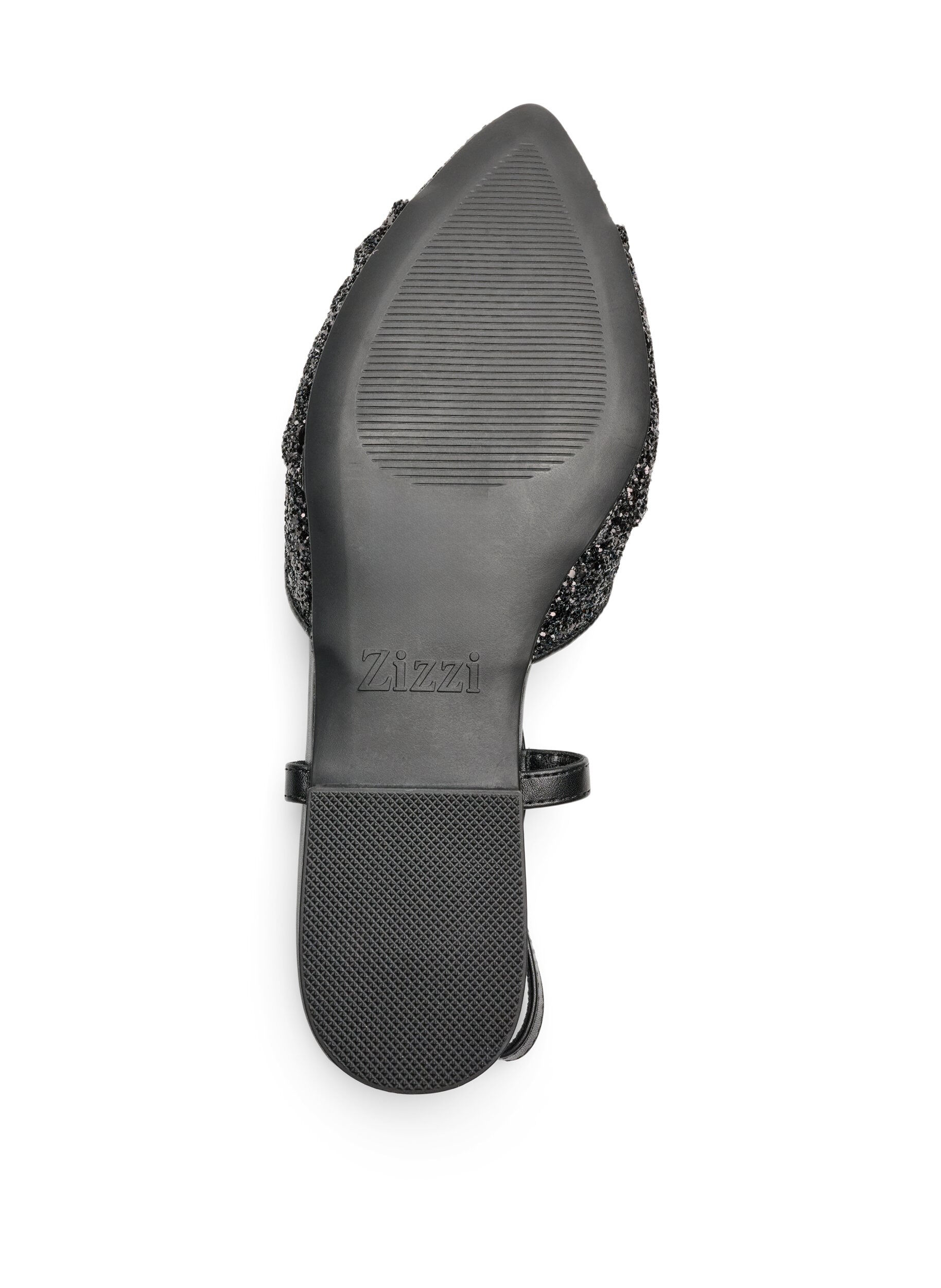 ZizziGlitrende slingback med sl&oslash;jfedetalje, Sort, Packshot image number 4