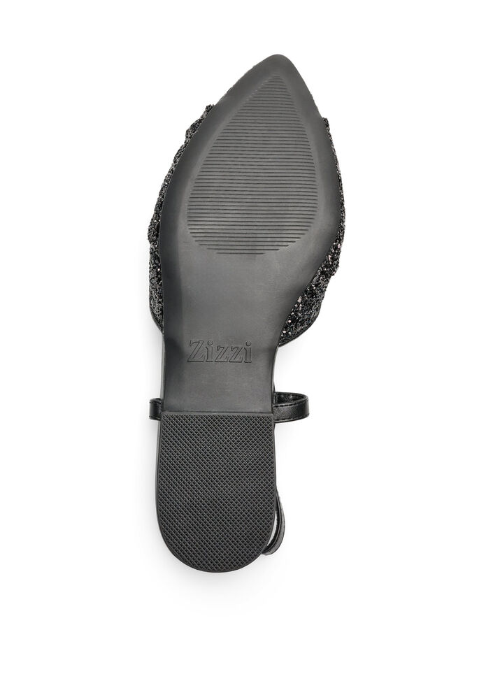 Glitrende slingback med sl&oslash;jfedetalje, Sort, Packshot image number 4