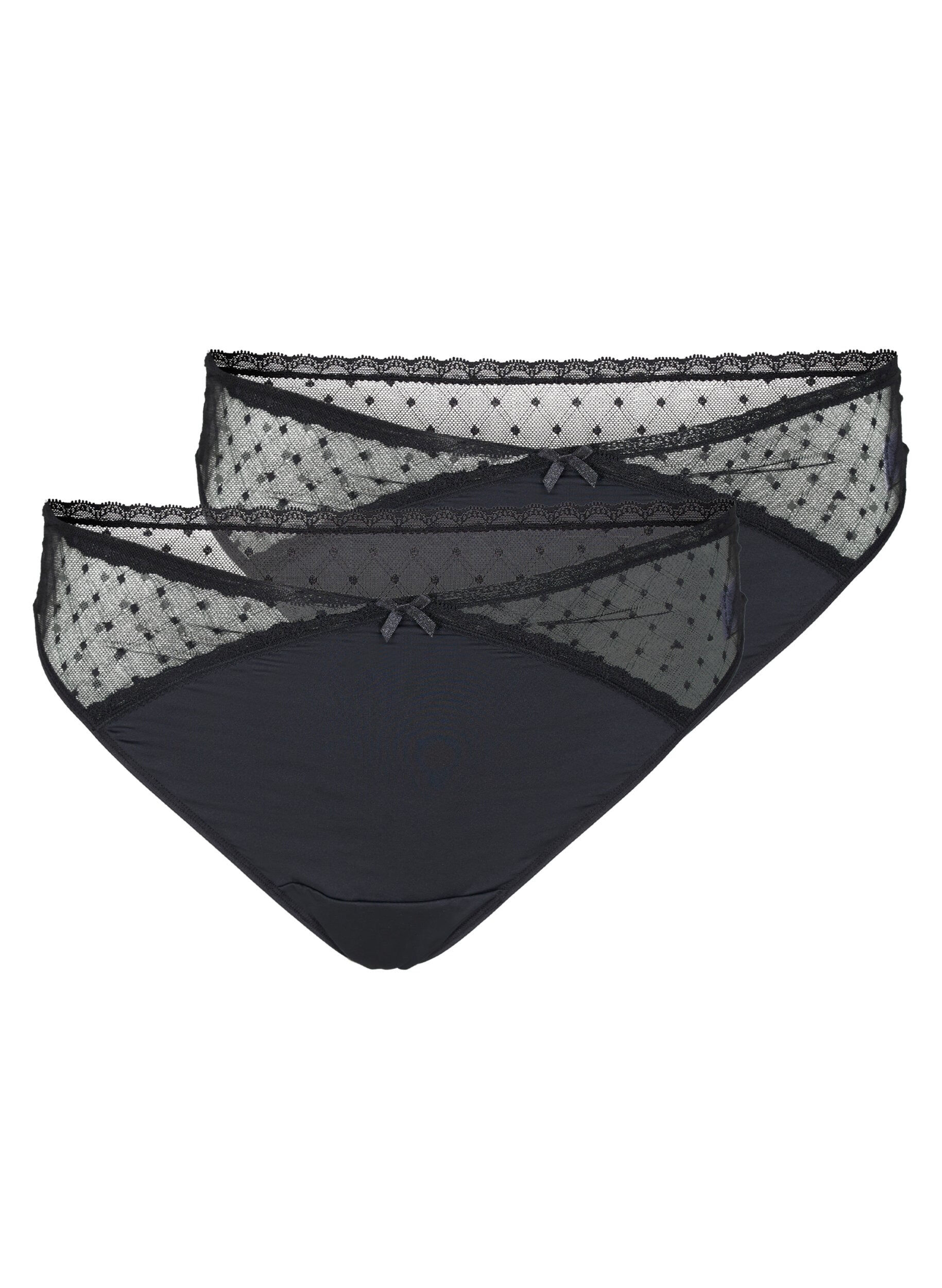 Zizzi 2-pak g-streng med mesh , Black, Packshot image number 0