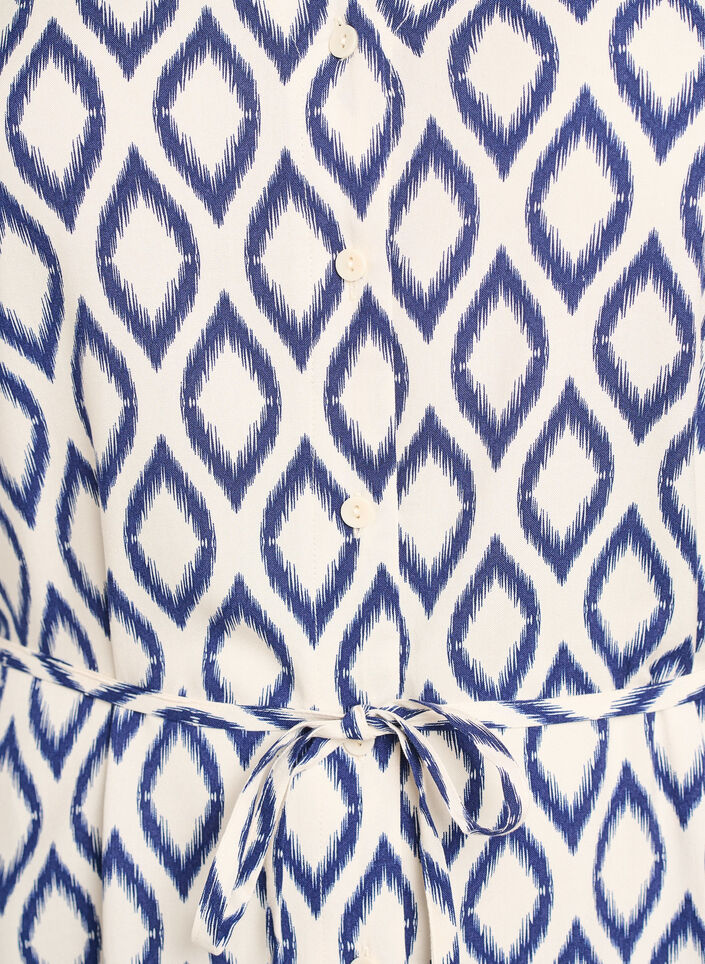 Midikjole med print og bindeb&aring;nd, Vanilla, Packshot image number 2