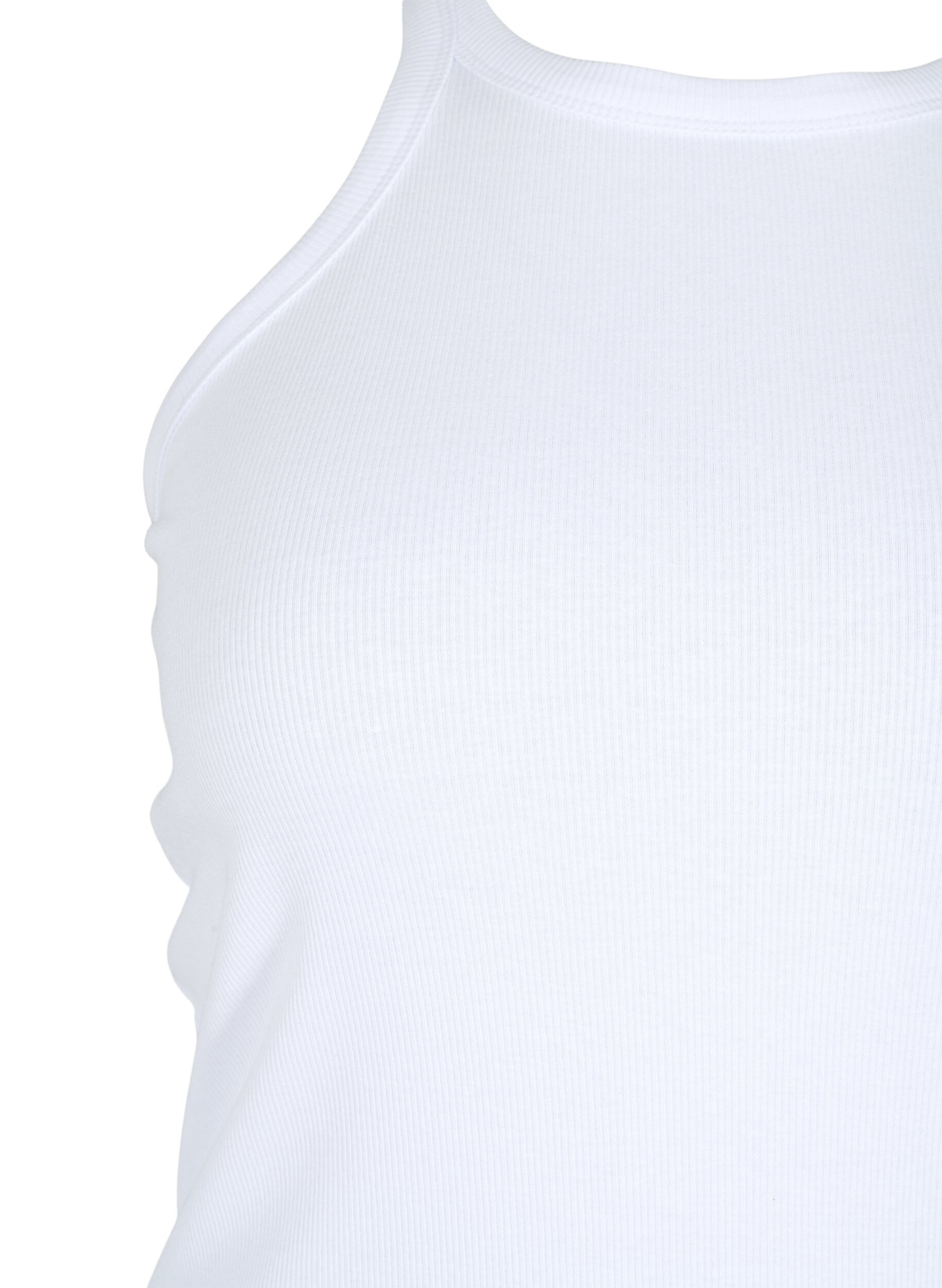 Zizzi Ribbet tanktop i bomuld, Bright White, Packshot image number 2
