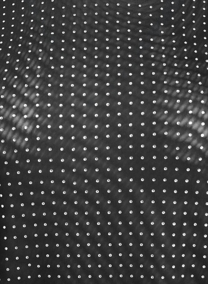 Meshbluse med rhinsten og lange ærmer, Sort, Packshot image number 2