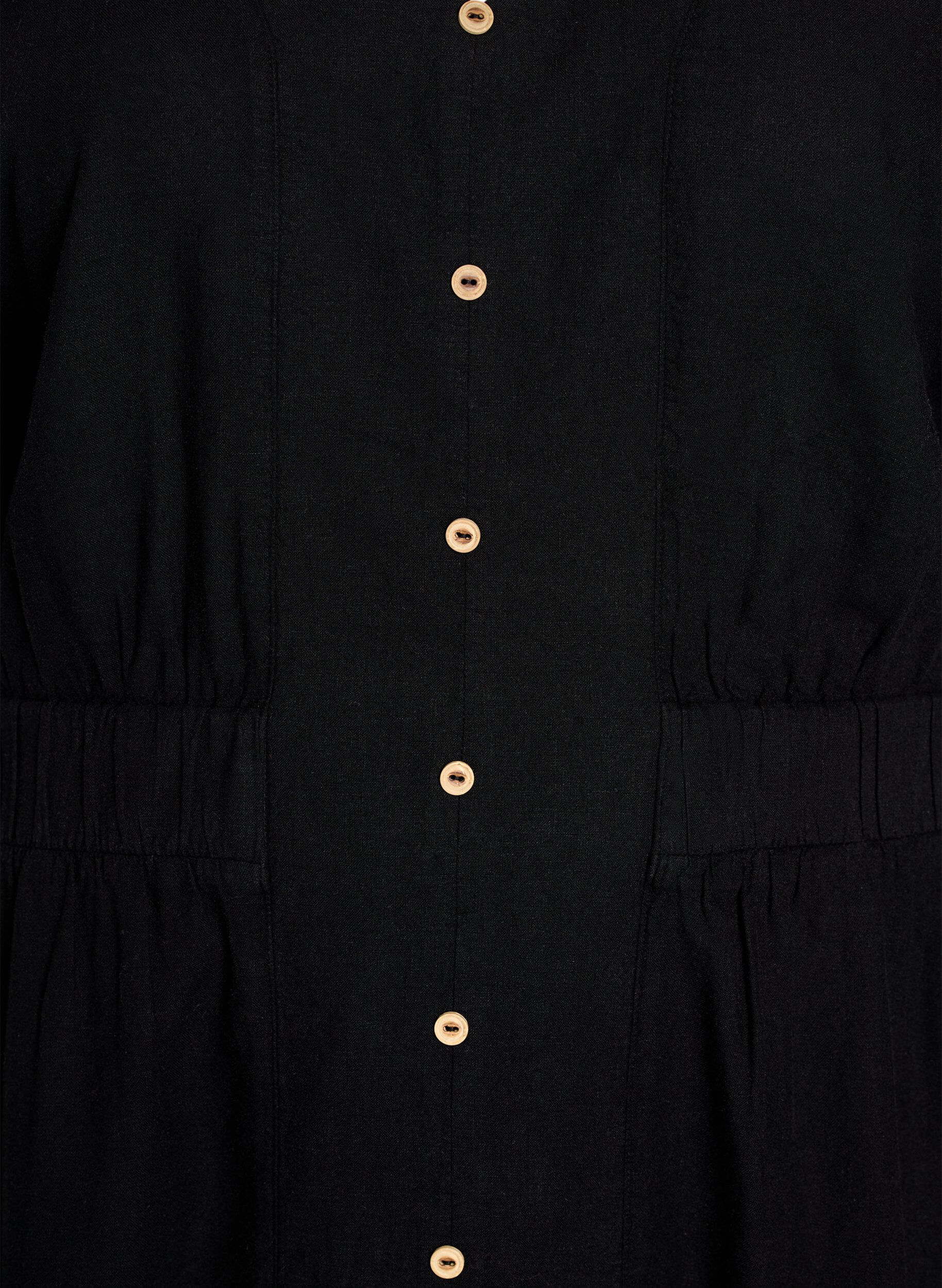 Zizzi Midikjole i h&oslash;r og viskose med frontslids, Sort, Packshot image number 2