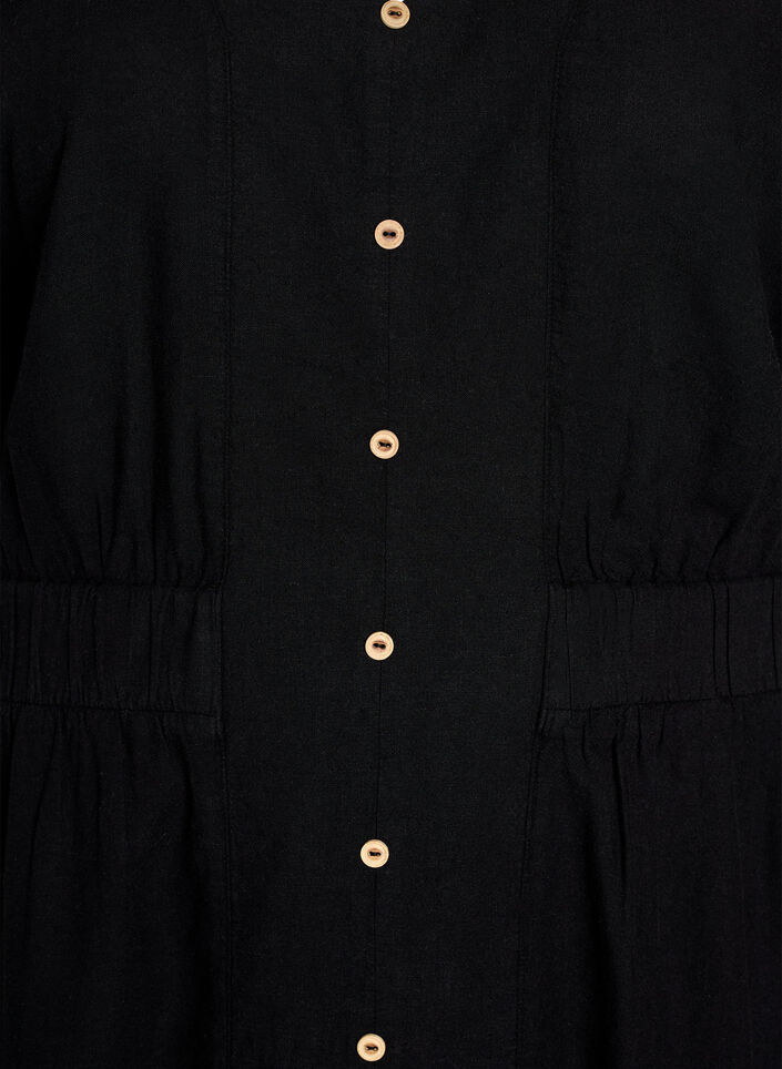 Midikjole i hør og viskose med frontslids, Sort, Packshot image number 2