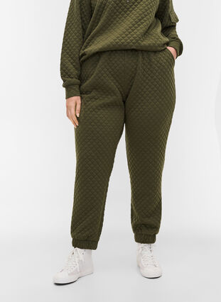 Sweatpants med quiltet mønster, Ivy Green, Model image number 2