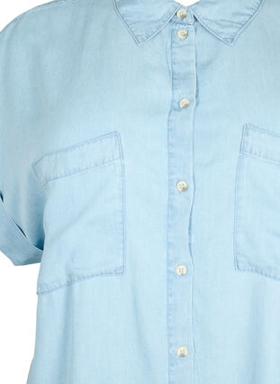 Kortærmet skjorte i lyocell (TENCEL™), Light blue denim, Packshot image number 2