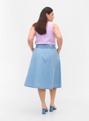 Løs denim nederdel med knapper, Light blue denim, Model image number 0