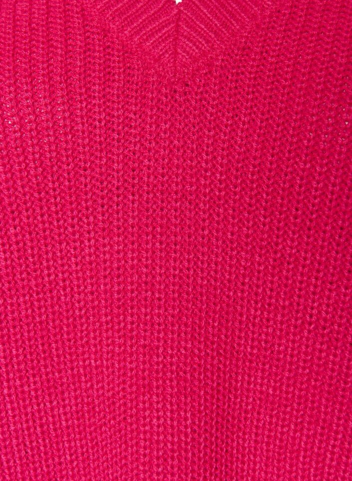 Lang ribstrikket bluse med V-hals, Lyser&oslash;d, Packshot image number 2