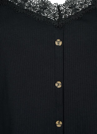 Stroptop med blondekant og knapper, Black, Packshot image number 2