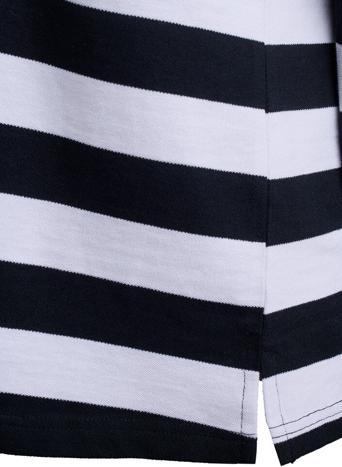 Stribet poloshirt med lange ærmer, Sort, Packshot image number 3