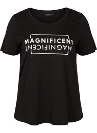 Kortærmet bomulds t-shirt med tryk, Black/Magnificent