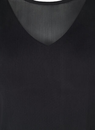 Tætsiddende bluse med mesh , Black, Packshot image number 2