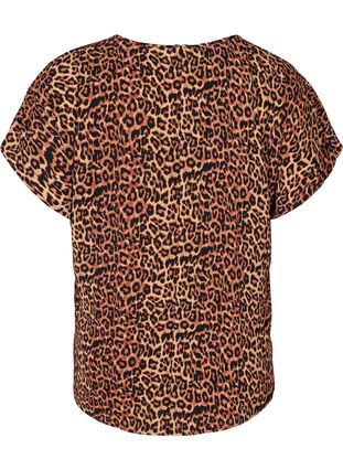 Bluse med korte ærmer, Leopard AOP, Packshot image number 1