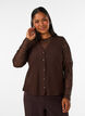 Meshbluse med blomster og pailletter, Brun, Model image number 0