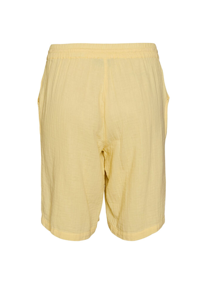 L&oslash;se shorts i bomuldsmusselin med h&oslash;j talje, Gul, Packshot image number 1