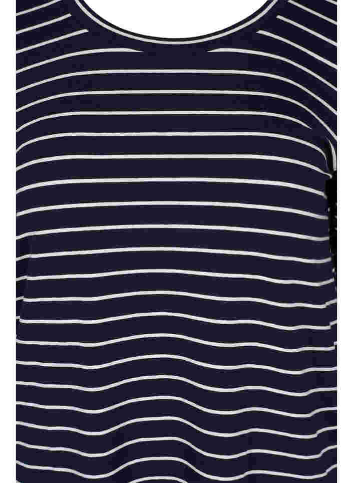 Stribet bomuldskjole med slids, Blue Stripe, Packshot image number 2