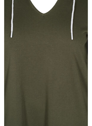 Lang sweatshirt med v-hals og hætte, Ivy Green, Packshot image number 2