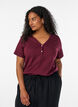 T-shirt med knapdetalje, M&oslash;rk Bordeaux, Model image number 0