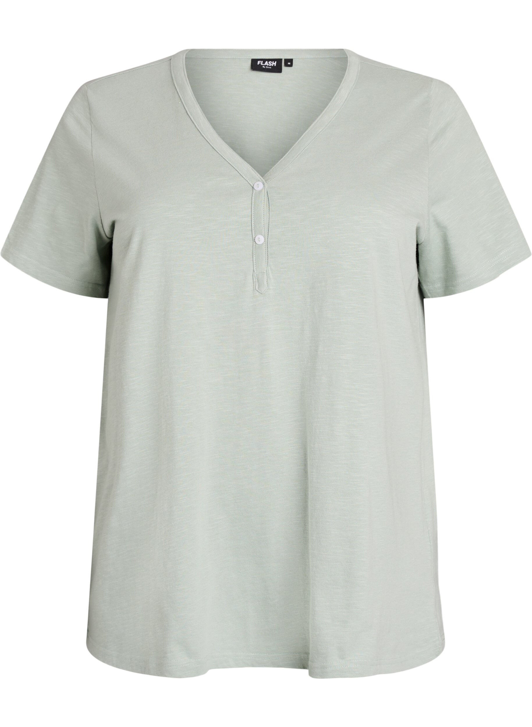 ZizziT-shirt med knapdetalje, Gr&oslash;n, Packshot image number 0