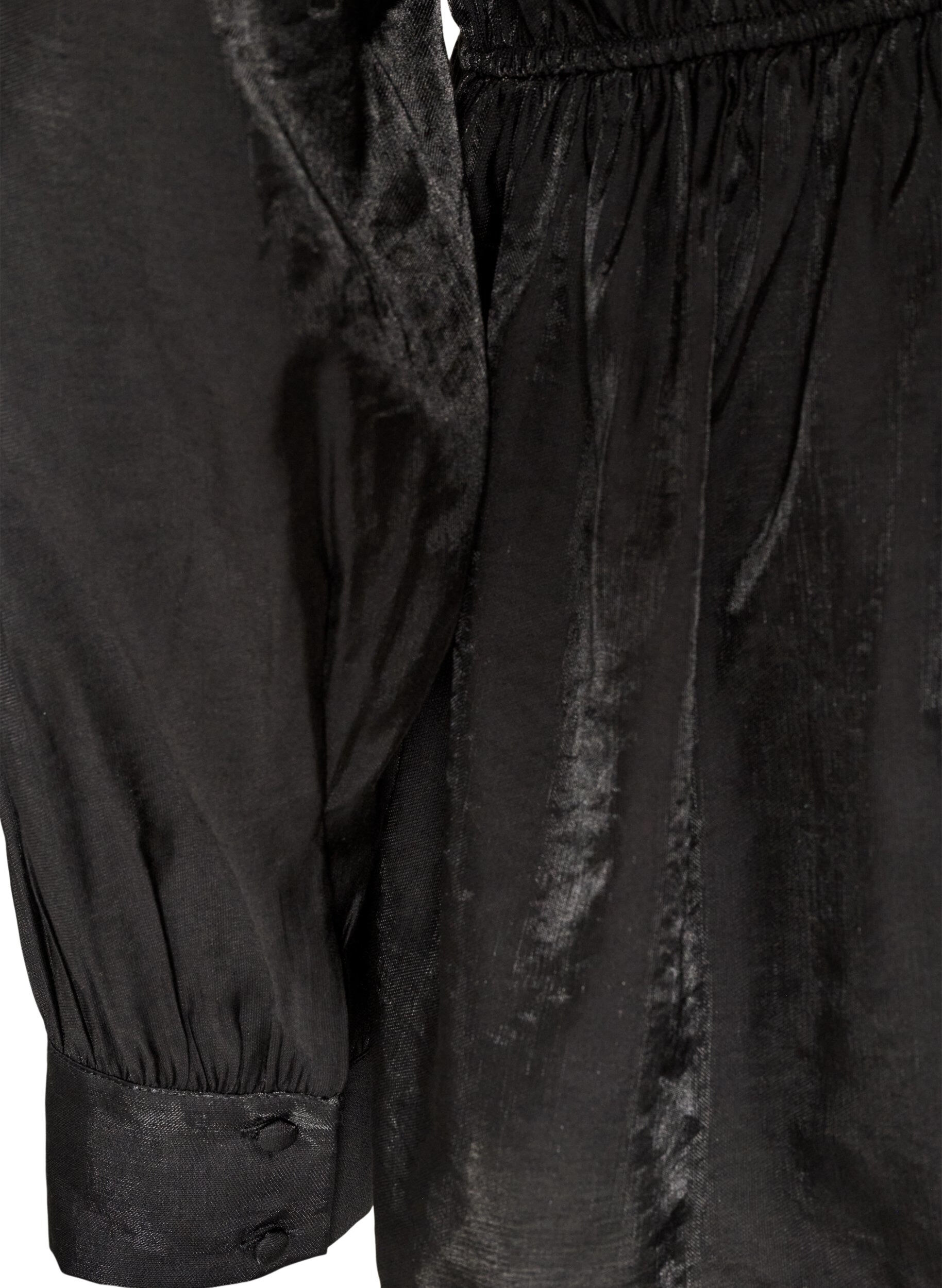 ZizziGlansfuld viskosebluse med peplum-effekt, Sort, Packshot image number 3