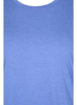 Ensfarvet bluse med 3/4 ærmer, Ultramarine Mel, Packshot image number 2