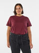 Basis t-shirt i bomuld med rund hals., M&oslash;rk Bordeaux, Model image number 0