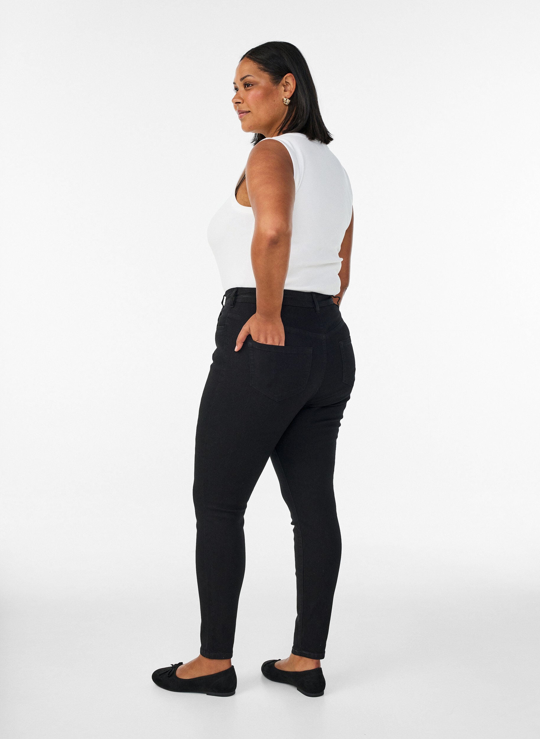 Zizzi Jeans med super slim fit, Sort, Model image number 1
