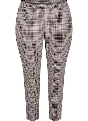 Cropped Maddison bukser med ternet mønster, Brown Check, Packshot image number 0