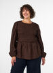 Bluse med smock og lange &aelig;rmer, Brun, Model image number 0